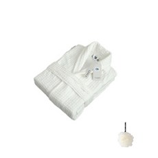 頂級浴袍 + 沐浴球套組 YP63 M, 款式2(浴袍), 白色(沐浴球), 1套