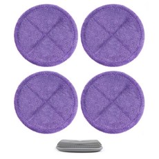 加厚超細纖維濕拖把吸塵器矽膠刷墊圓形紫羅蘭4p+矽膠皂基, 1套