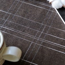 寬幅 20支 色織棉 Weekly 格紋布料 1496, 1個, 棕色