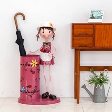 인형 디자인 카페 업소용 대용량 우산꽃이, 1개, 핑크