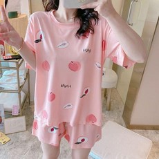 Elsso 情侶款日常短袖短褲睡衣套裝