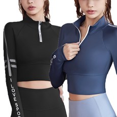 MarketA 女款高爾夫半高領半拉鍊長袖T恤 2件組