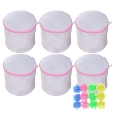 圓筒洗衣網 粉色 16*16cm 6入+洗衣球 12入, 1套