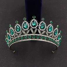 Estella 自助婚紗水滴公主復古皇冠 H005, 綠色(EST307), 1個