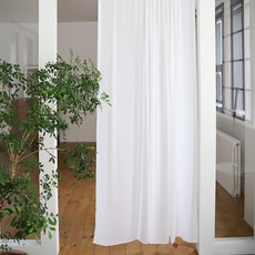 ANDCOTTON 不透光高密度雪紡遮蔽簾 隔斷簾, 白色
