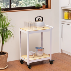 HOMEDANT HOUSE 鐵製移動式收納層架推車 500 x 400 x 880 mm, 白色, 2層