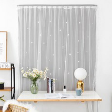 Ants 雪紡紗層窗簾, 灰色(窗簾) + 隨機發貨(窗簾綁帶)
