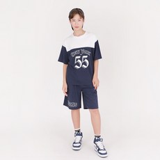 뉴틴즈 라운드넥 뉴욕배색 5부 반바지 상하의 세트