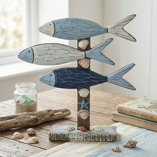 Theflow commerce 海洋木質魚形立架 裝飾品
