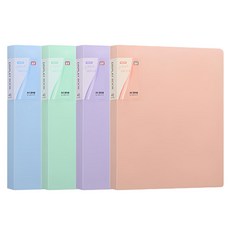 Arico 粉彩A4 40頁資料夾 4入組, 1組, 藍色、綠色、紫色、橘色