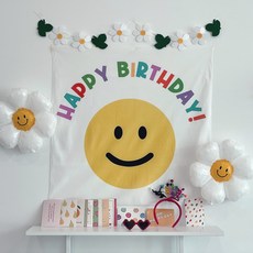 Mii Mii Party 生日派對橫幅 雛菊氣球拉旗 愛心眼鏡 派對拉炮髮箍綜合套組, 1套, C 檸檬微笑