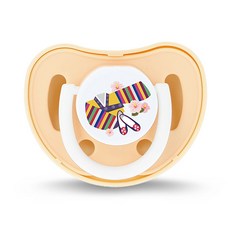 petinube 傳統韓服印花矽膠安撫奶嘴, 第1階段(0~6個月), 彩色背心款(黃色), 1個