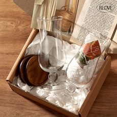 피타테이블 헤이미쉬 튤립롱컵 450ml 2p + 우드받침 2p + 엽서 + 박스 세트 10918011, 1세트