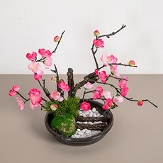 flowertree 人造梅花陶盆組 25公分, 1套, 粉紅色