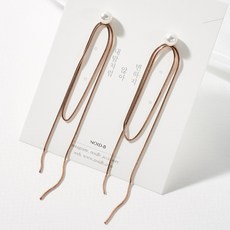 노이드비 여성용 써지컬스틸 진주 뱀줄 체인 드롭 귀걸이