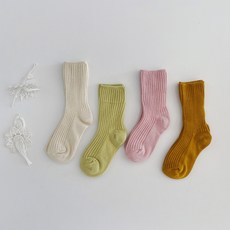 Ruth Kids 兒童四季彩色羅紋1襪子4件組