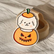 萬聖節南瓜比熊造型香磚矽膠模具 2入, 單一顏色