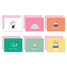 Monolike Pop Pop 生日祝福迷你卡片 6款套組 A款, A, 1組