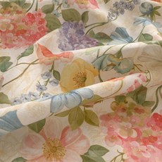 Chouchou Room 花園花朵亞麻布料, 1個, 橘色花卉花園