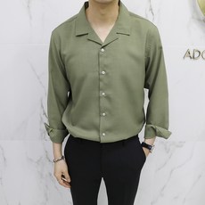 아도르클래식 남성용 무지 라이트 9컬러 노카라 여름 파자마 시원한 셔츠