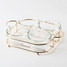 Seven Kitchen金色托盤+甜點碗 4入組, 1套, 混合顏色