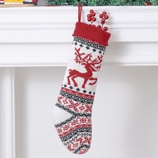 Atihome 麋鹿聖誕圖案襪子裝飾, 白色