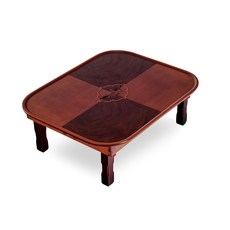 南原木工藝師春香村柚木鑲嵌橢圓形多功能桌 中, 櫻桃紅