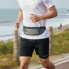 Midami 優質超輕量3口袋大尺寸運動防水跑步腰包 1631, 灰色, 1個