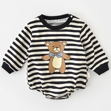 JOY MULTI 孩童條紋熊熊印花短袖包屁衣