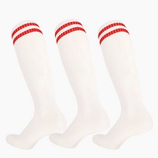 남성용 축구 논슬립 스포츠 니삭스, 화이트레드, 3세트