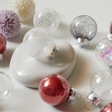 Housesense 聖誕飾品裝飾球 24P 套裝, 透明珍珠紅, 1組