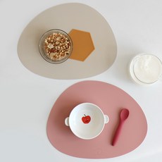 ade.l Pebble皮革餐墊 2入組, 粉色+米色, 寬度和高度(342*265mm)/厚度(1.8mm), 1組