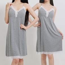 테라우드 여성용 커들리 레이스 나시 원피스 잠옷 2p 세트