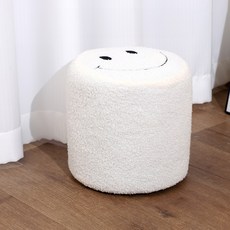 순잠 몽글몽글 털 표정 동글이 스툴, 화이트스마일, 1개