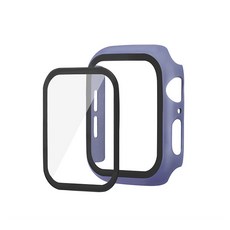 Apple Watch 6 44mm 9H鋼化玻璃保護殼, 薰衣草灰