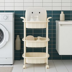 BONOHOUSE Liveduck 移動式附蓋手推車, 奶油色, 3層