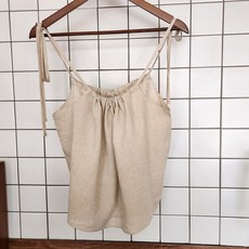 디아미뇽 여성용 샬롯 린넨 파파야 끈 나시