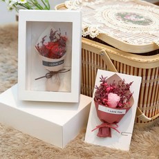 Gakkoio迷你花束盒 儲存玫瑰 2入, 紅色, 粉色