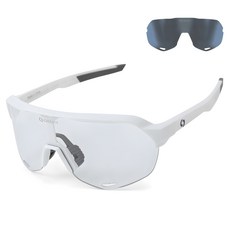 Oaklans X301 自行車專用護目鏡框 + 偏光 + 變色鏡片組, 白色(鏡框)+煙燻色(鏡片), 1入