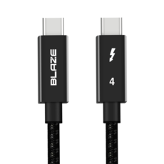 BLAZE 雙TYPE-C Thunderbolt 4充電線 40Gbps 100W 8K T40, 黑色, 50厘米