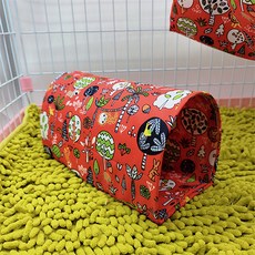 펫플로우 나무 패턴 여름 기니피그 햄스터 터널 둥지 L, 레드, 1개