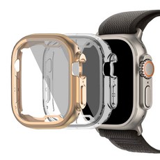 루아르모 애플워치 TPU 액정보호 풀커버 케이스 2p, 로즈골드, 투명