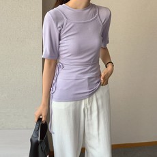 Lindashop 女款Veridi羅紋短袖繞頸背心套裝 cpset2862k36