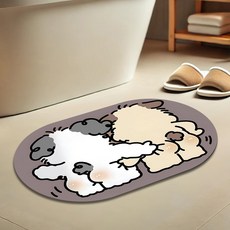 lurluhome 情侶背影珪藻土廚房浴室地墊, 情侶狗狗