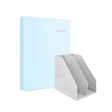 deLi 雙折書架 + Linfini 透明文件夾 40 張套組 78999-72413, 灰色（書架），藍色（堆）, 1套