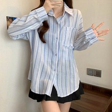 앤드스타일 여성용 라이틀리 스트라이프 루즈핏 셔츠 262253