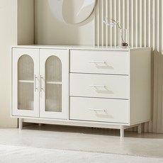 웰퍼니쳐 베스퍼 유리도어 2도어 1200 수납장 방문설치, 크림화이트