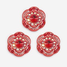 水鑽寶石鈕扣 櫻花 21mm, 3個, 紅色