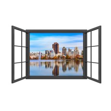 스위트 스페이스 3D입체 풍경 액자형 창문스티커, 13 블랙