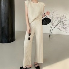 fashionfull Rero針織背心+鬆緊寬褲套裝 28040